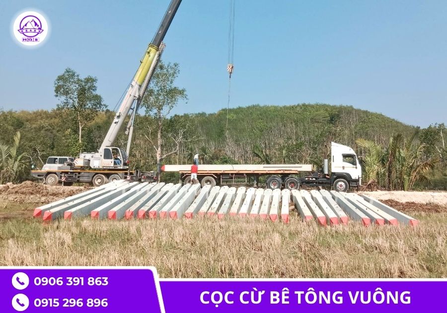 Đơn vị bán cọc vuông bê tông cốt thép tại TPHCM 5 Cọc vuông bê tông cốt thép giao hàng nhanh