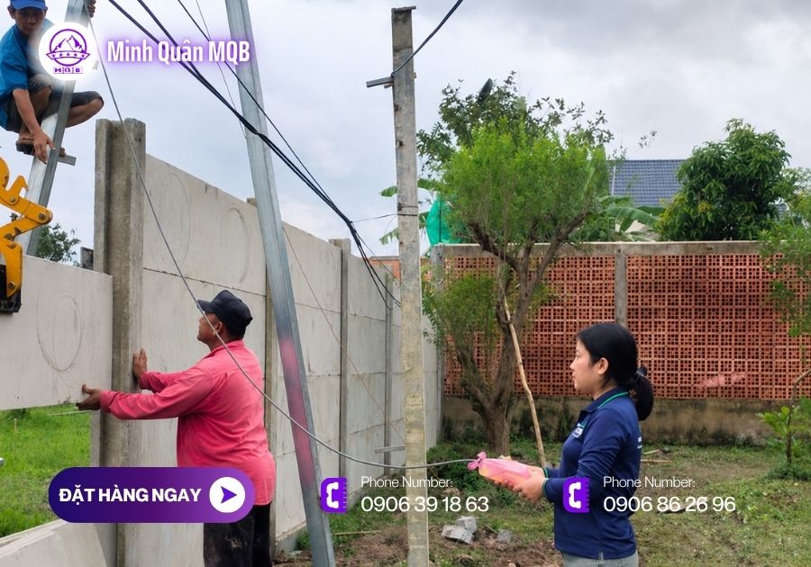 Thi công hàng rào bê tông đúc sẵn