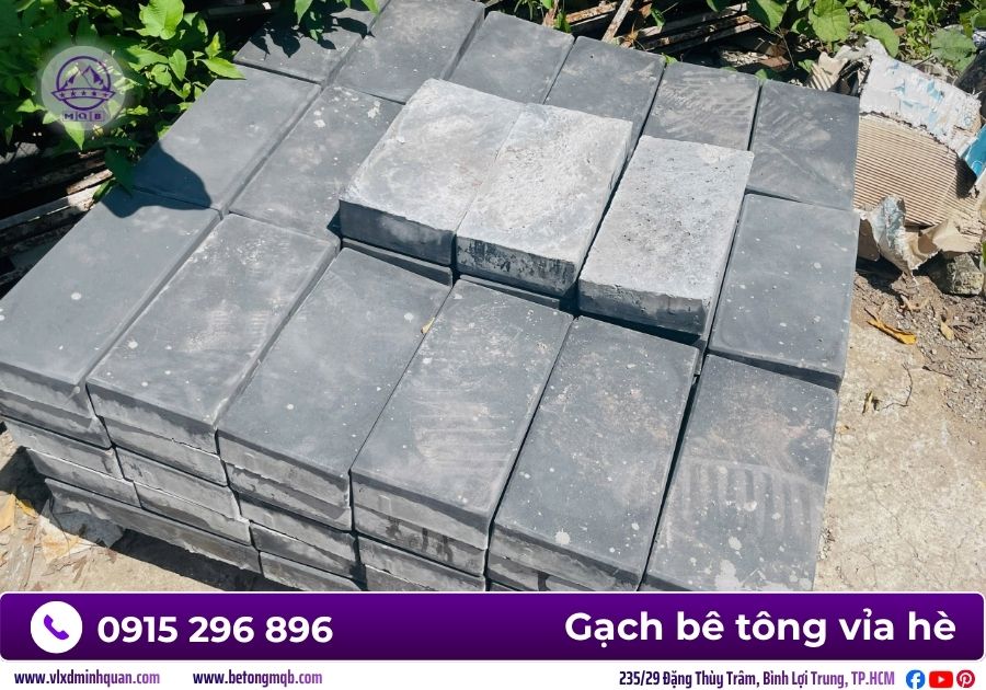 Gạch bê tông giả đá hình chữ nhật lát vỉa hè 10 gach be tong gia da minh quan mqb