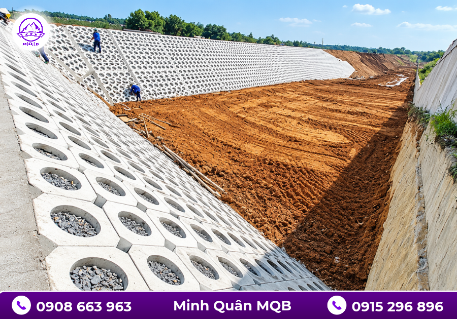 Thi công lắp đặt gạch taluy